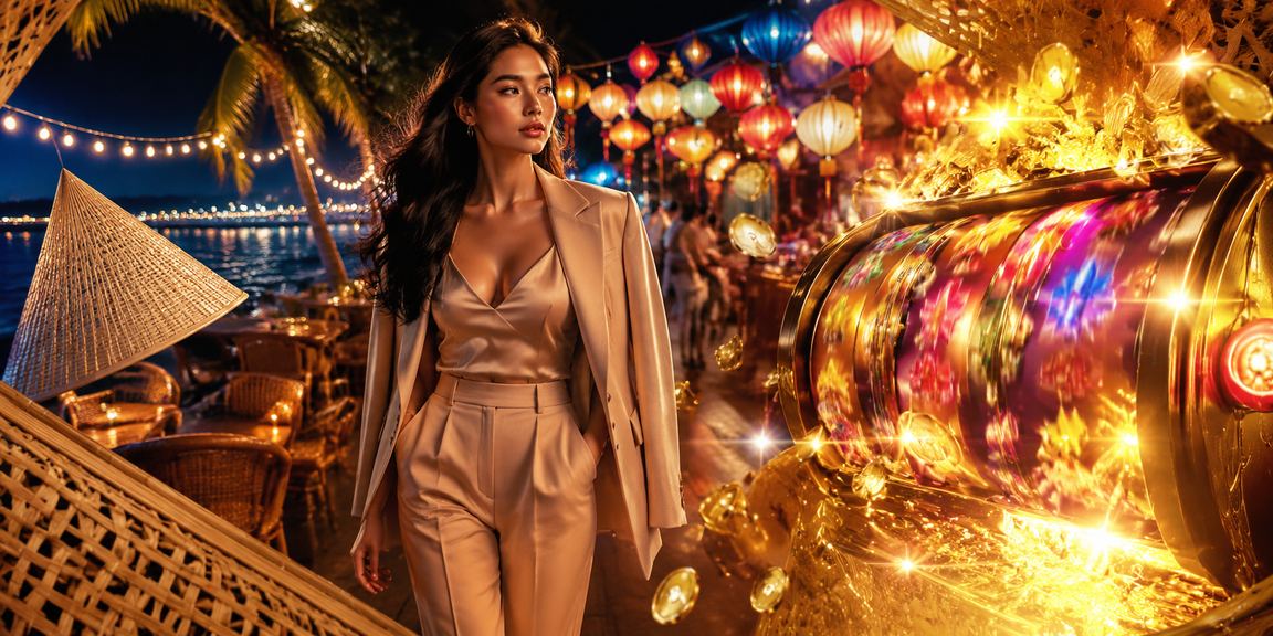 Người chơi trải nghiệm slot game tại Phú Quốc dưới ánh đèn đêm