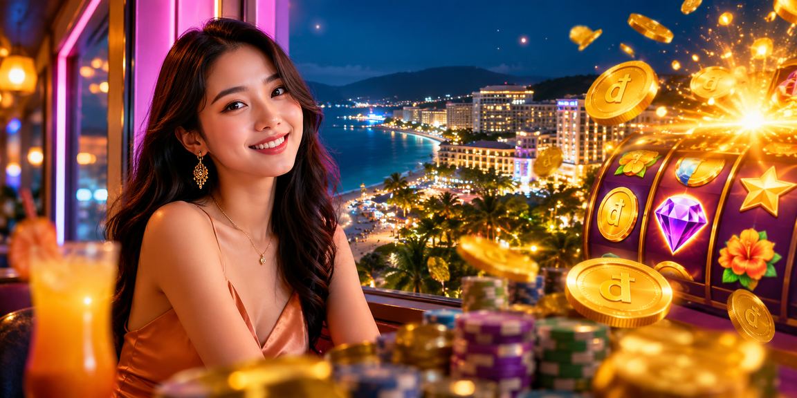 Người chơi trải nghiệm slot game tại Phú Quốc bên ly cà phê